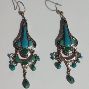 Vintage MONET Sterling Silver Turquoise Earrings